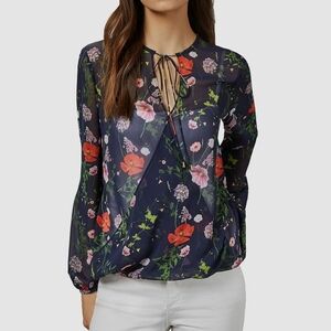 Ted Baker Valntia Black Floral Chiffon Wrap Blouse 2